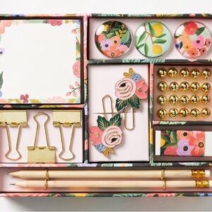 Floral Rufle Paper Co. Tackle Box. Set with Gold Accents